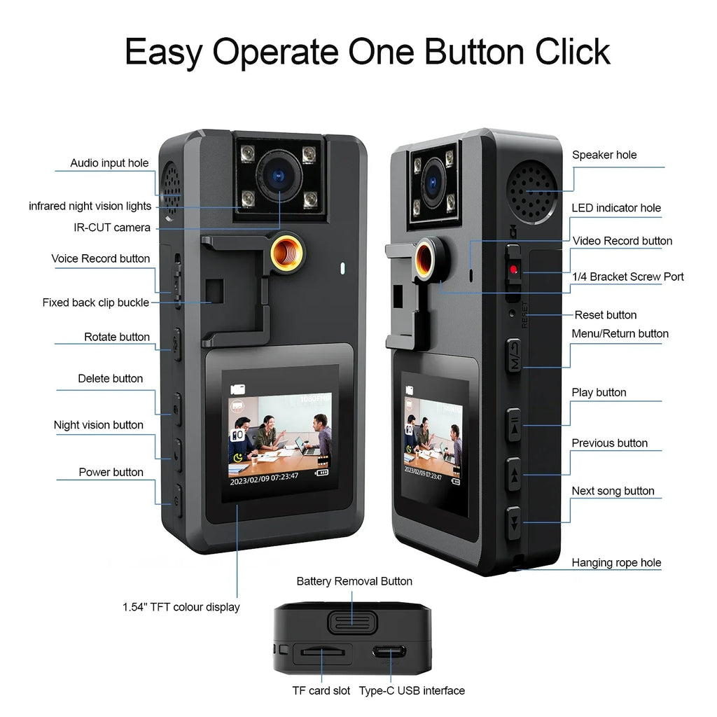 Mini Dash Cam Night Vision Hd (1296P)