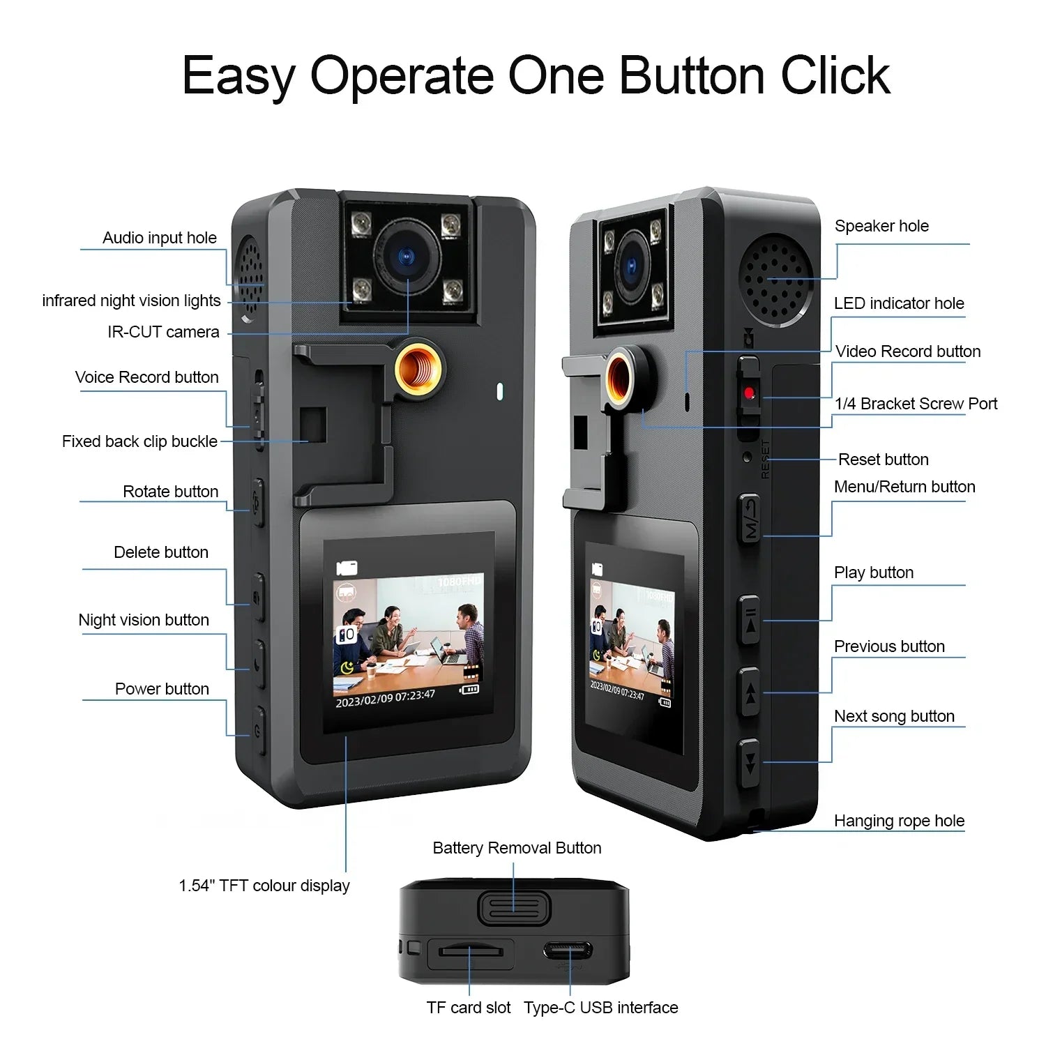 Mini Dash Cam Night Vision Hd (1296P)