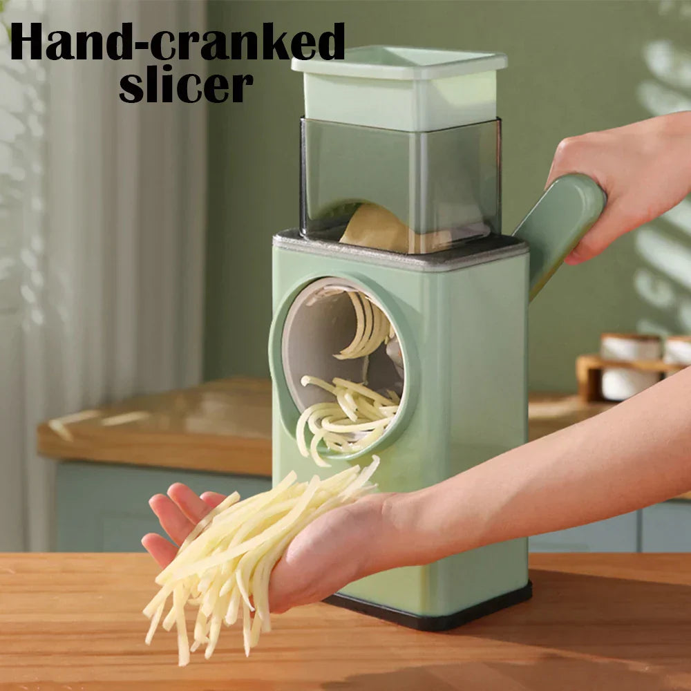 Drum Vegetable Cutter Hand-Crank Food Slicer Grater Processor