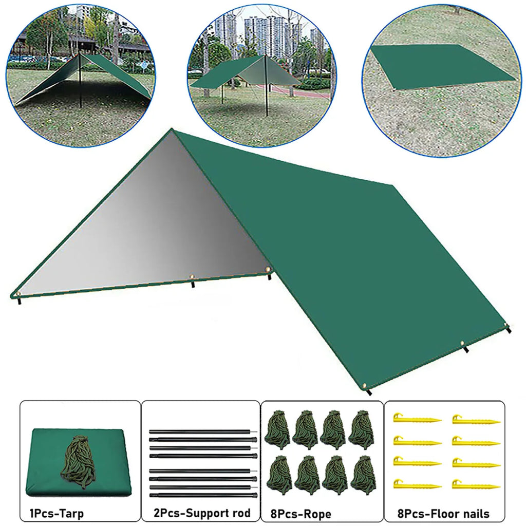 Waterproof Camping Tarp Sunshade Uv Protection Tent (Green)