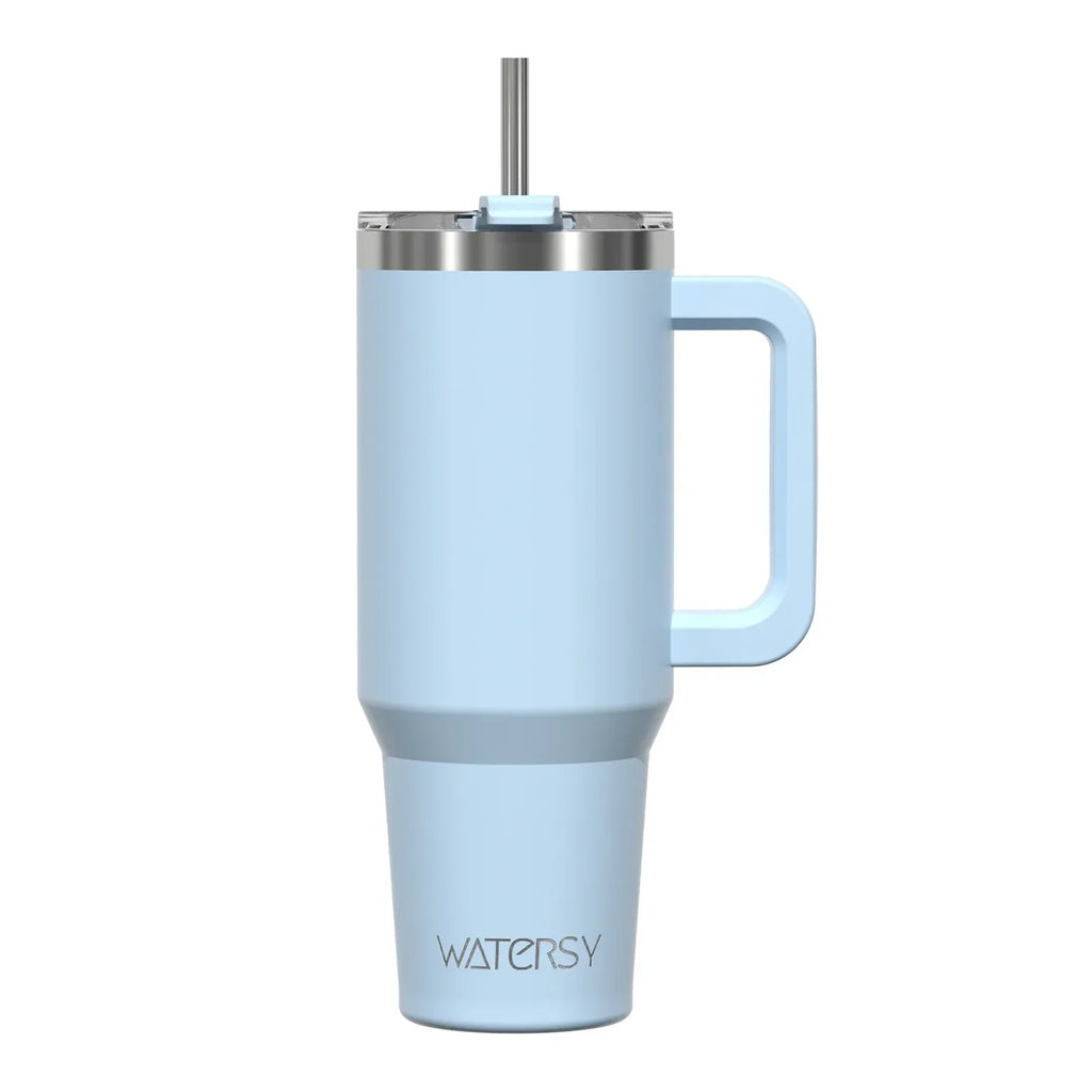 Stainless Steel Tumbler With Handle & Straw Lid