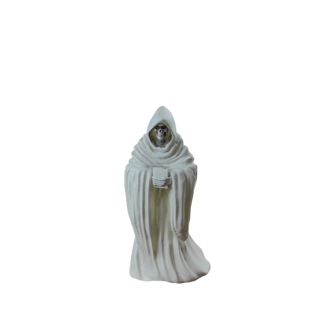 White Skull Statue Halloween Garden Decor Resin