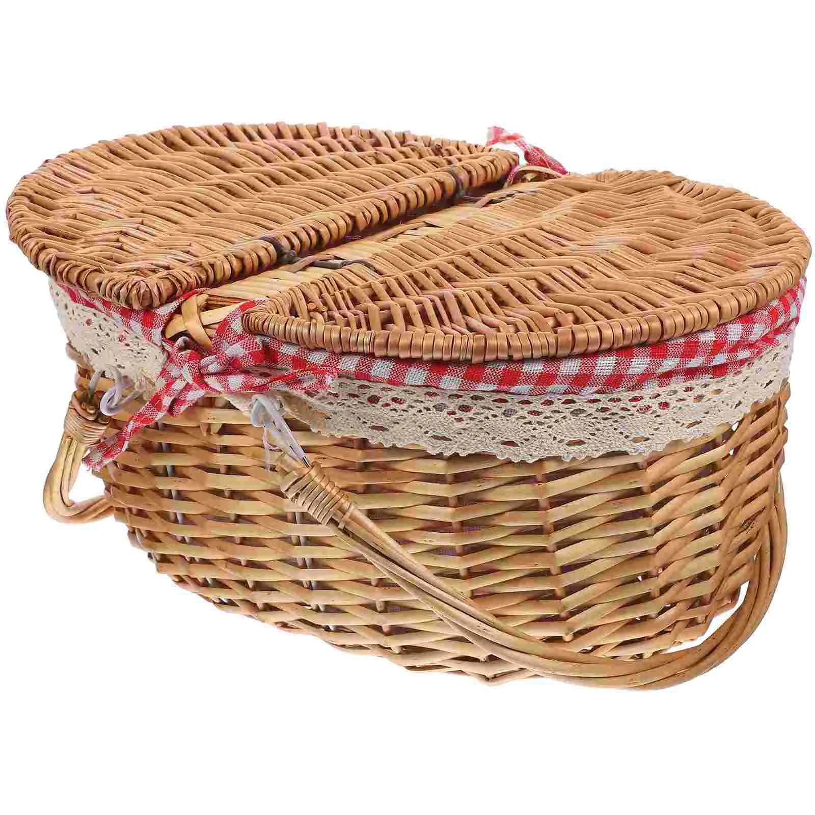 Rustic Woven Storage Basket With Handles For Home Decor