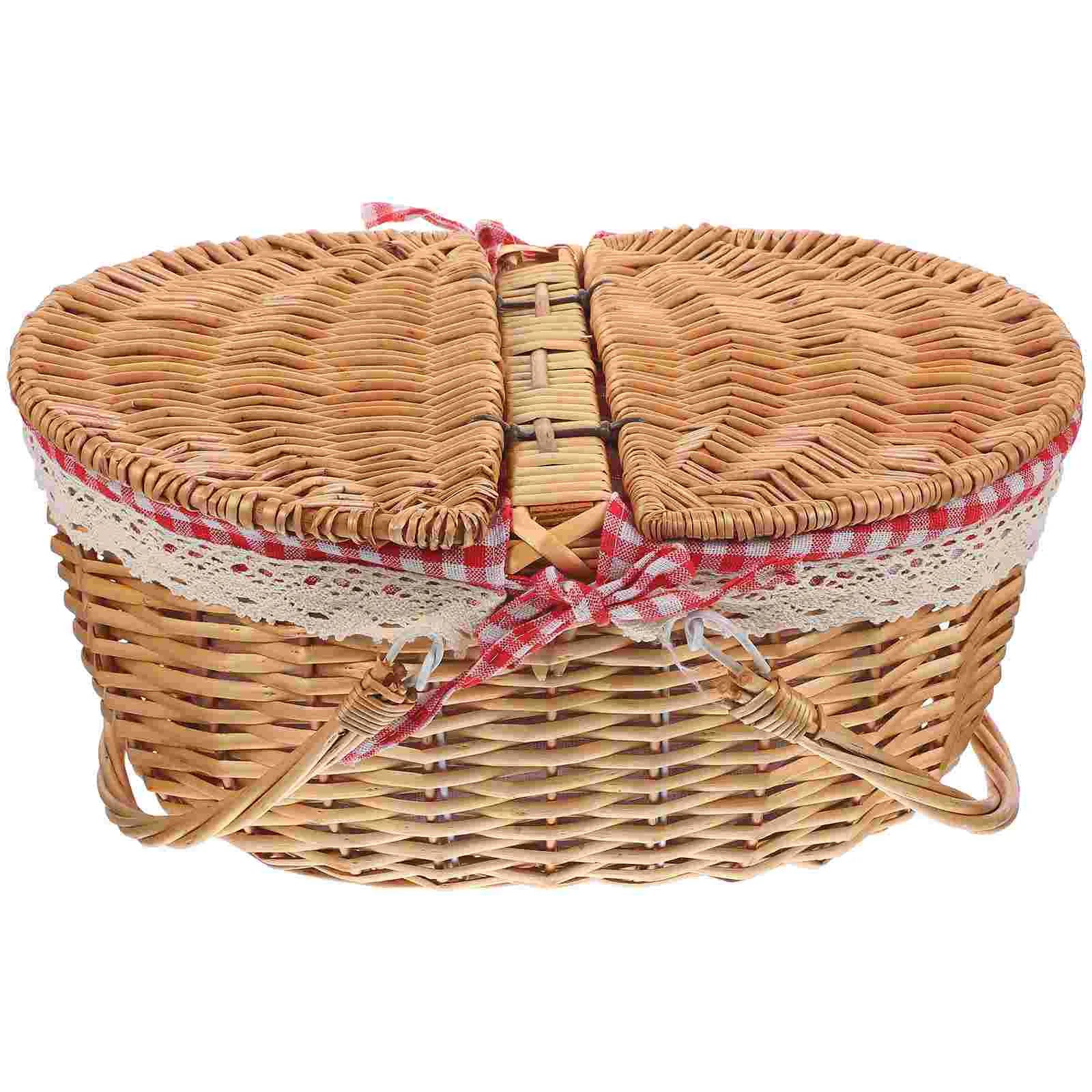 Rustic Woven Storage Basket With Handles For Home Decor