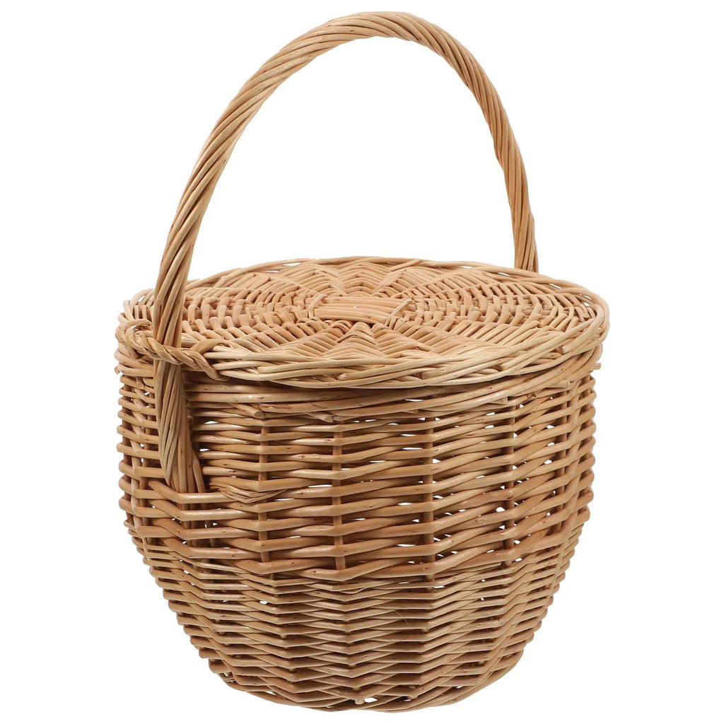 Wicker Woven Picnic Basket With Handle