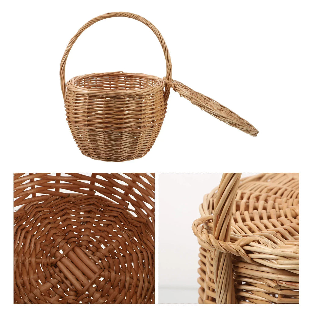 Wicker Woven Picnic Basket With Handle