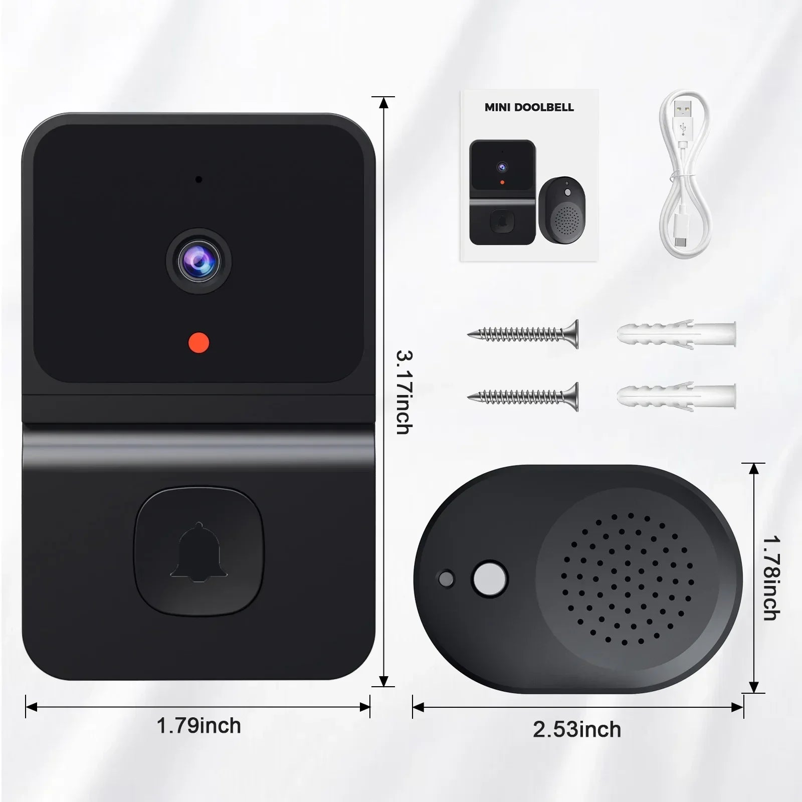 Wireless Doorbell Wifi Camera With Night Vision & Voice Intercom