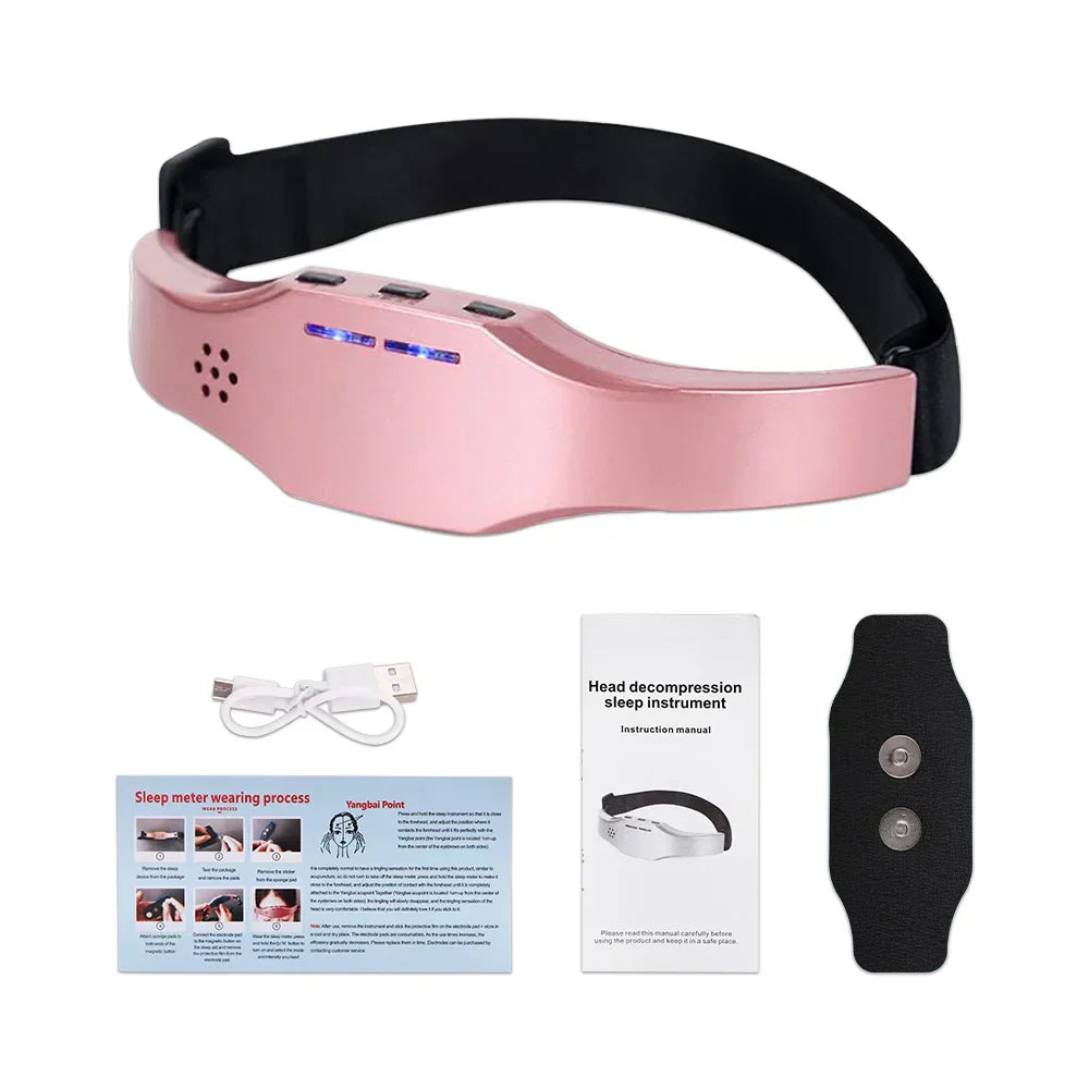 Wireless Sleep Aid Head Massager Tsns Therapy Pink