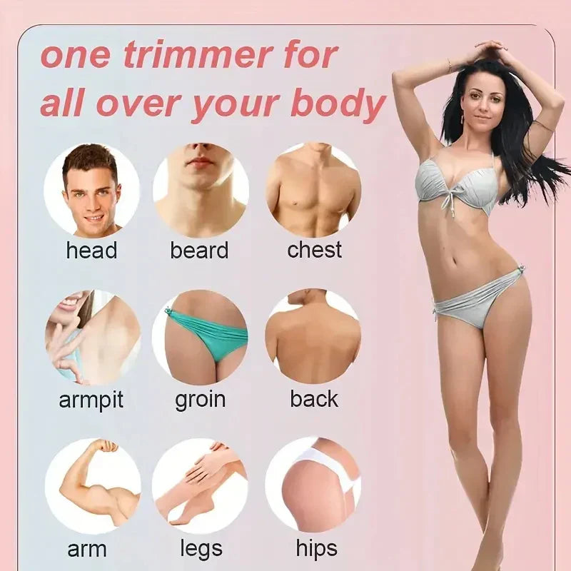 USB Rechargeable Women’s Electric Razor Full-Body Hair Removal  Pink