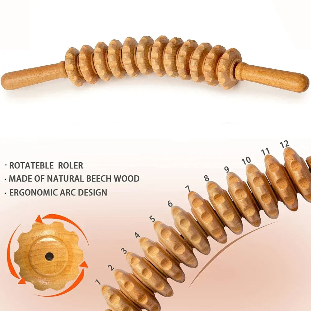 Wooden Therapy Massage Roller – 2-Piece Set