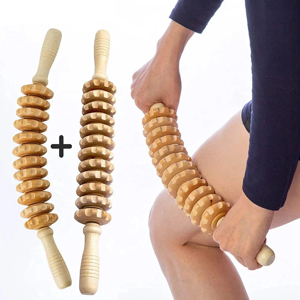 Wooden Therapy Massage Roller – 2-Piece Set