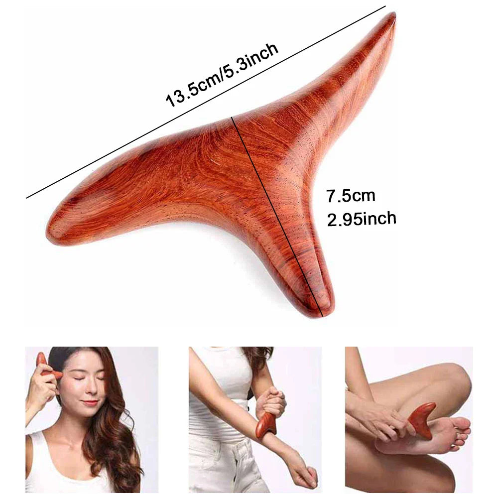 2Pcs Wood Therapy Gua Sha Massage Tool Brown