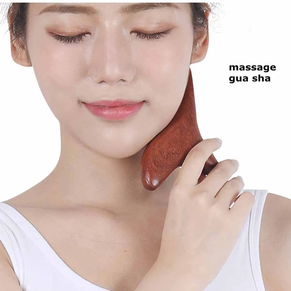 2Pcs Wood Therapy Gua Sha Massage Tool Brown