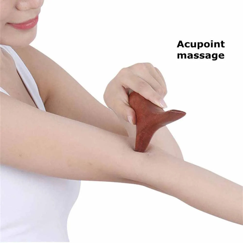 2Pcs Wood Therapy Gua Sha Massage Tool Brown
