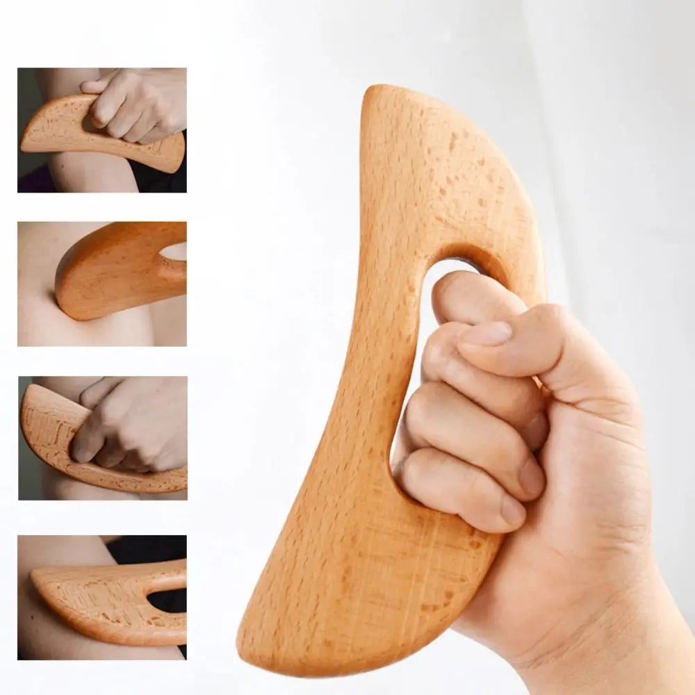 2Pcs Wooden Gua Sha Scraping Massage Tool Beech Wood Natural