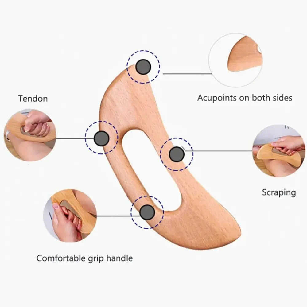 2Pcs Wooden Gua Sha Scraping Massage Tool Beech Wood Natural