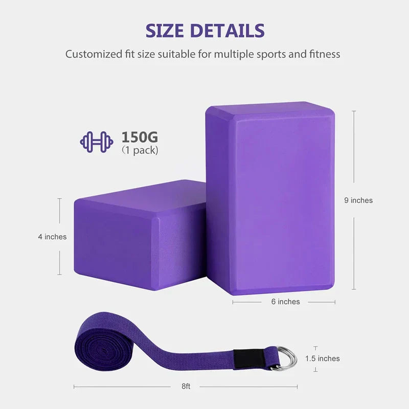 Yoga Block And Strap Set Soft Non-Slip Foam