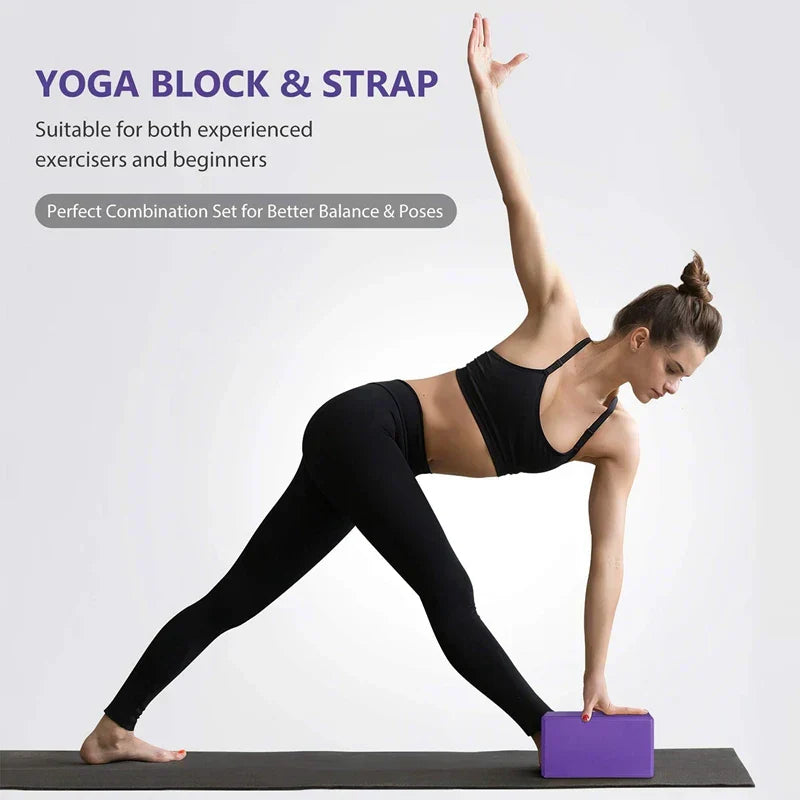 Yoga Block And Strap Set Soft Non-Slip Foam