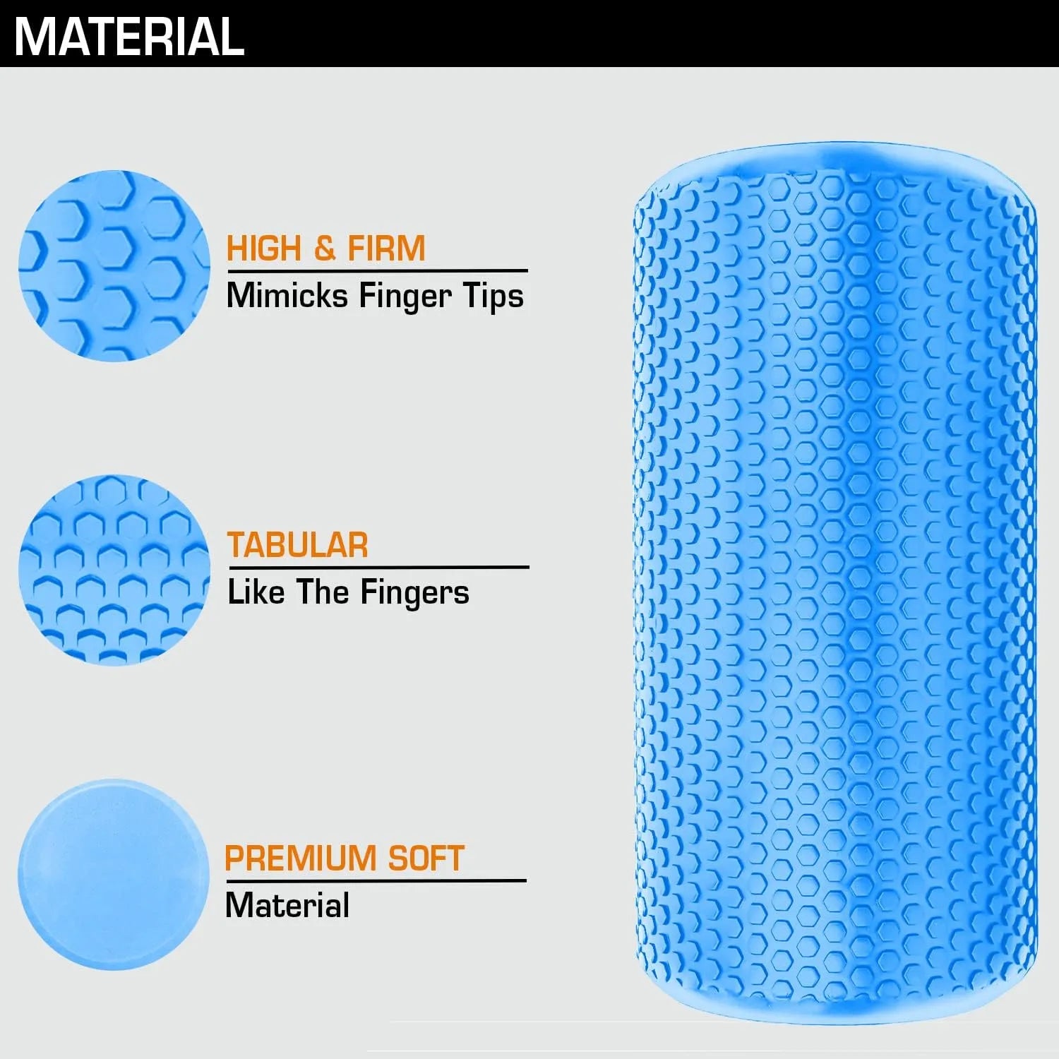 High-Density Eva Yoga Foam Roller Self Massage (Blue)