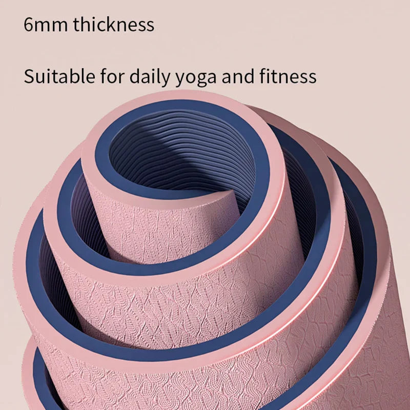 Double-Sided Non-Slip Tpe Yoga Mat With Strap