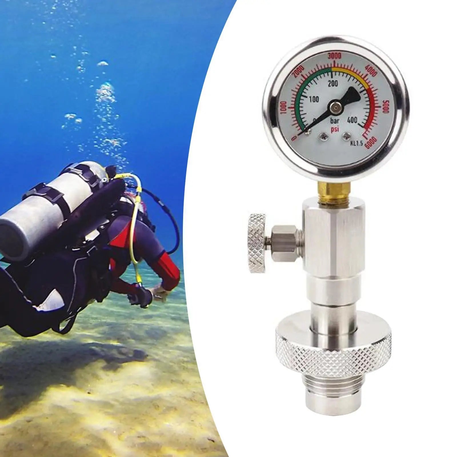 Yoke Tank Pressure Checker For Underwater Water Sports Diver