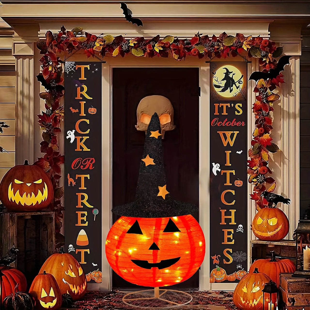 Halloween Foldable Pumpkin Light with Hat