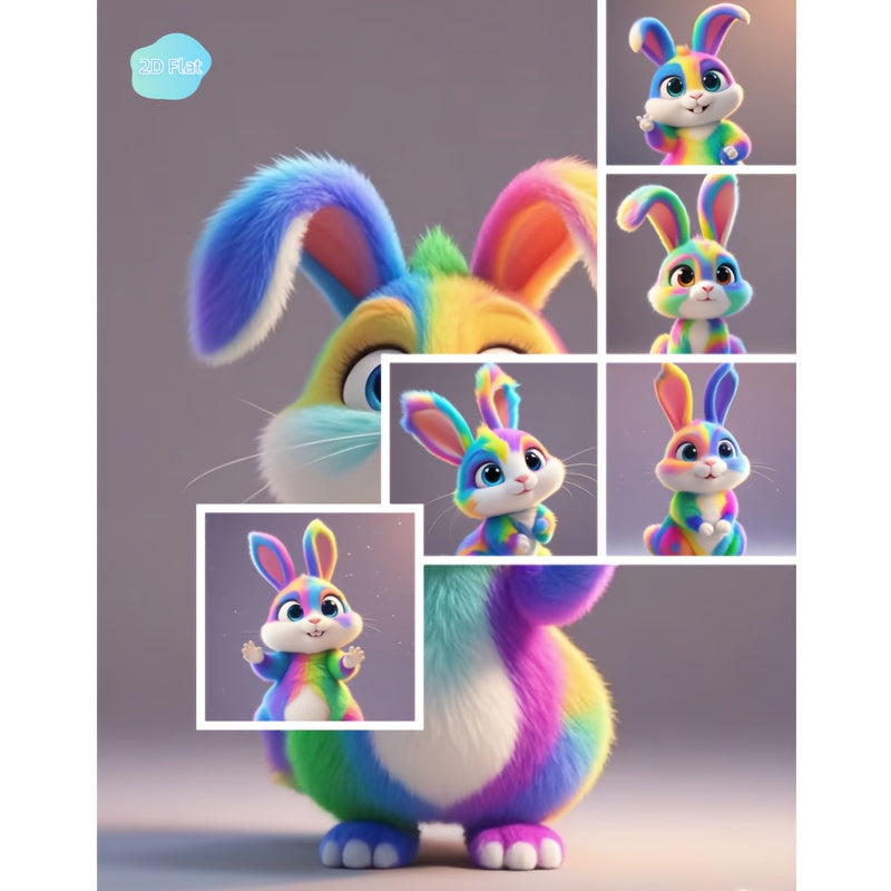 6Pcs Colorful Easter Rabbit Acrylic Ornaments