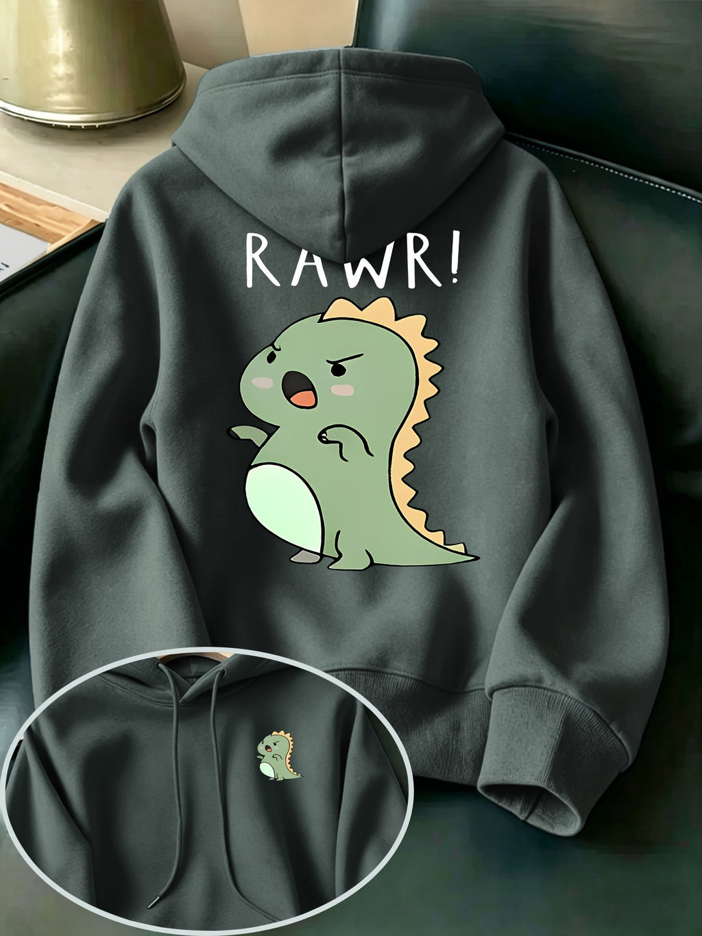 Cartoon Dinosaur Graphic Hoodie