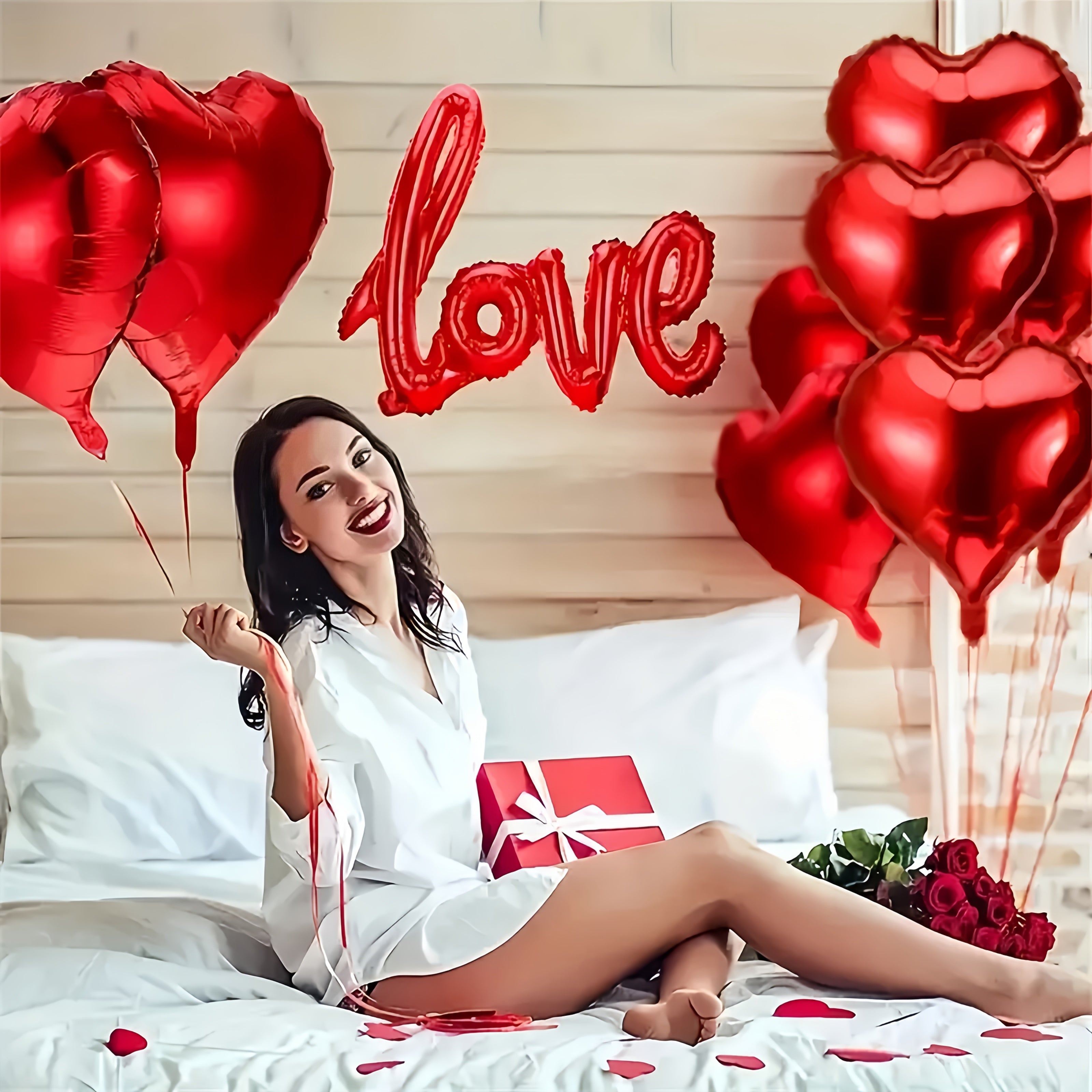 Romantic Red Rose Petals Balloon Decoration Kit