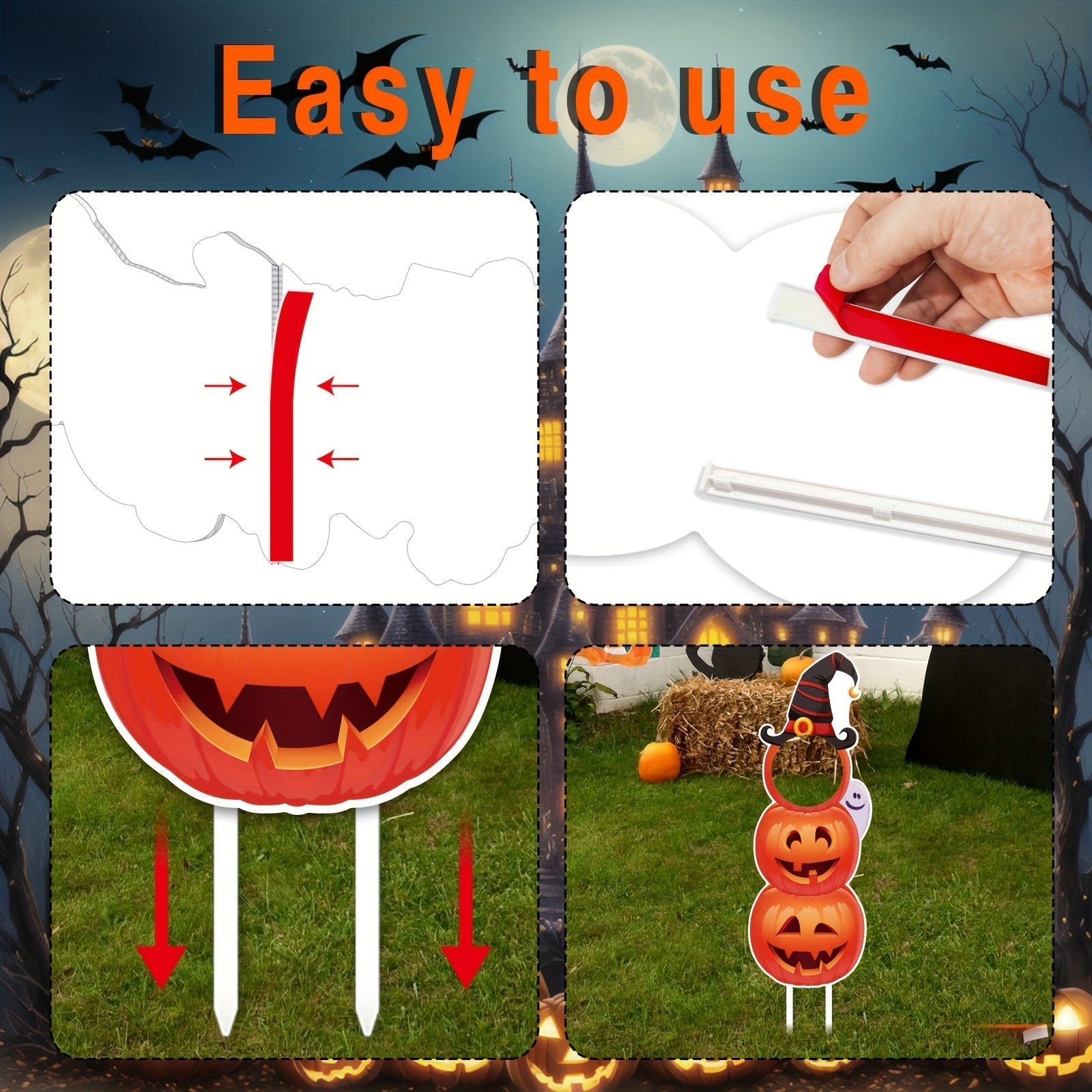 Halloween Outdoor Lawn Pumpkin & Witch Hat Decorations