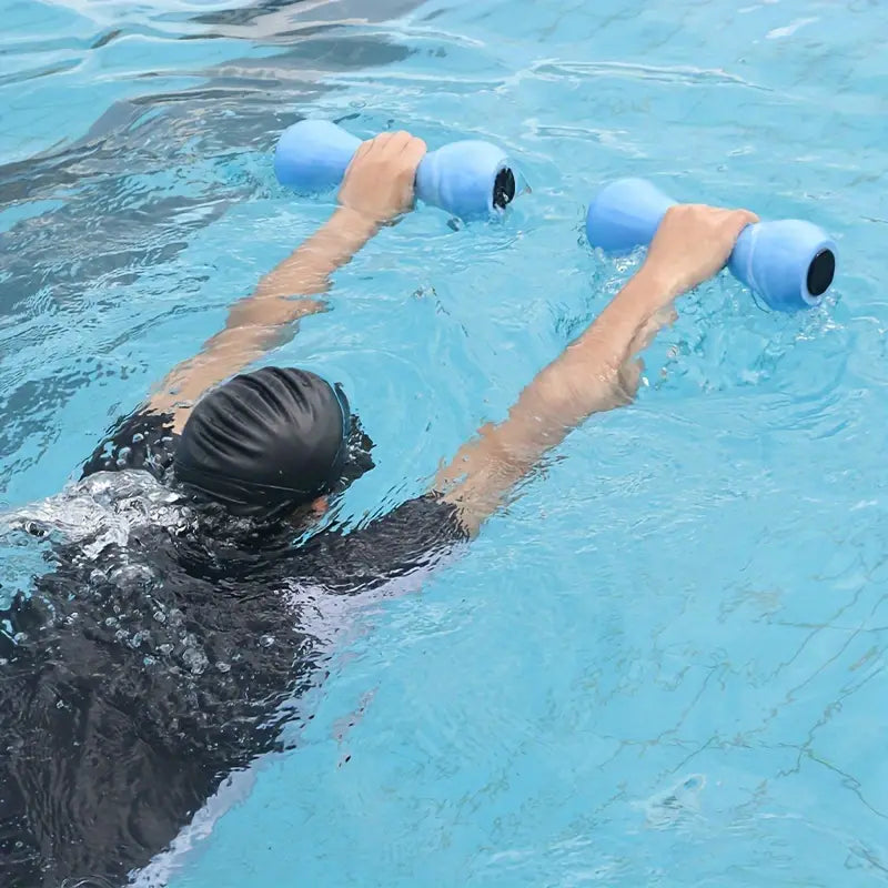 2Pcs Aqua Fitness Barbell - Dual Use Eva Foam Dumbbells(Blue)