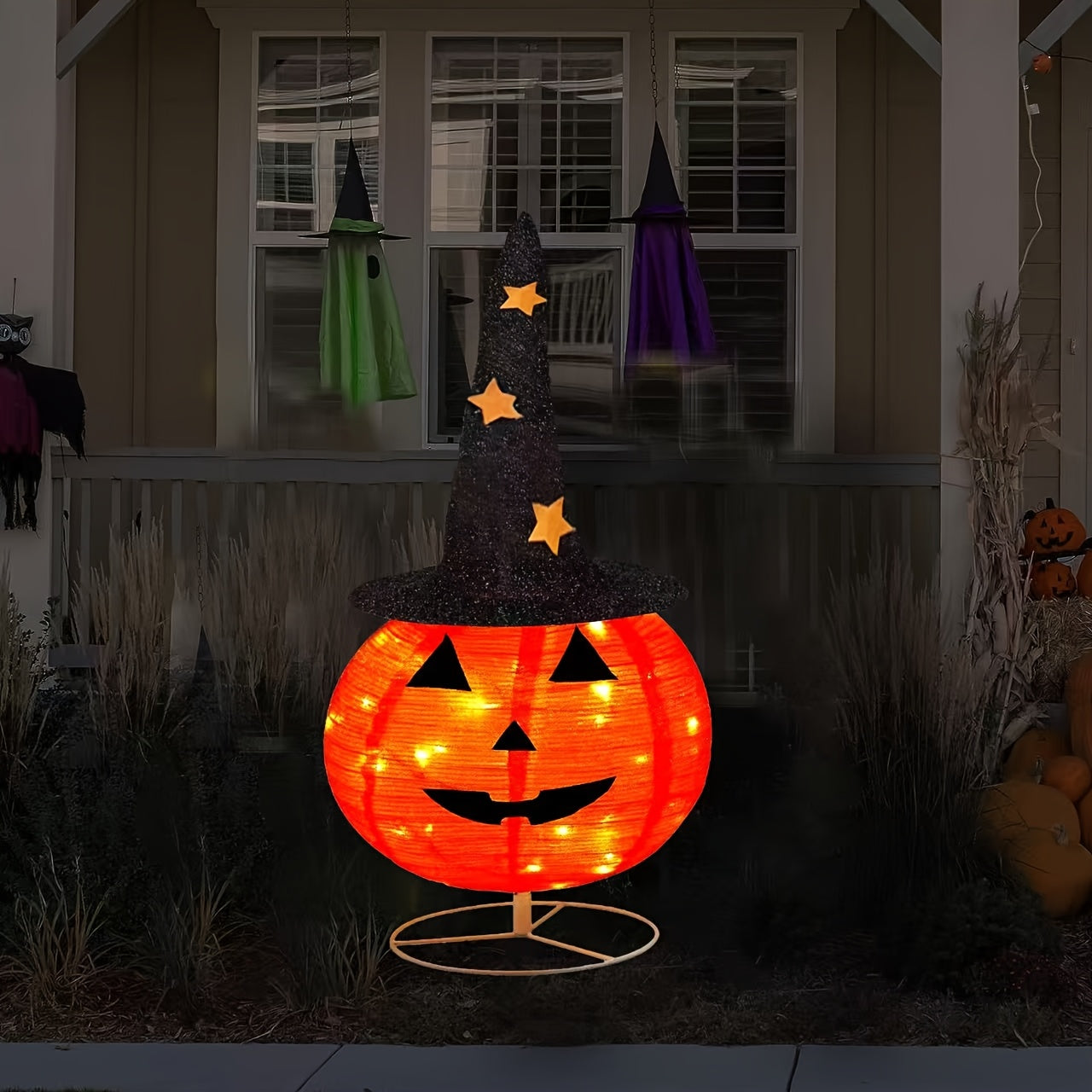 Halloween Foldable Pumpkin Light with Hat