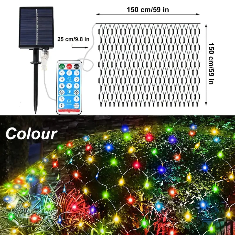 Radiant Nightfall: 192 LED Solar Lights on Transparent Wire