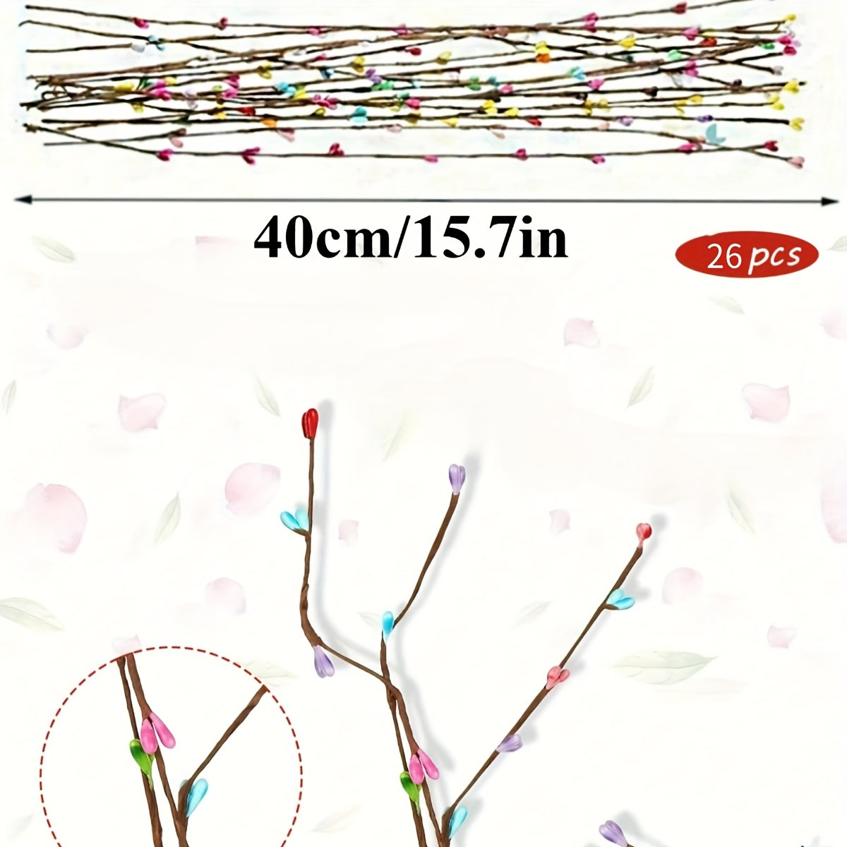26pcs Easter Berry Stems with Egg Ornaments