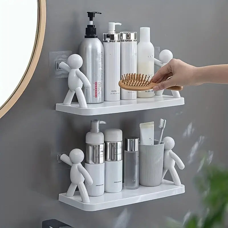 Pure Elegance: 2pcs White Floating Shelves for Your Bathroom Oasis