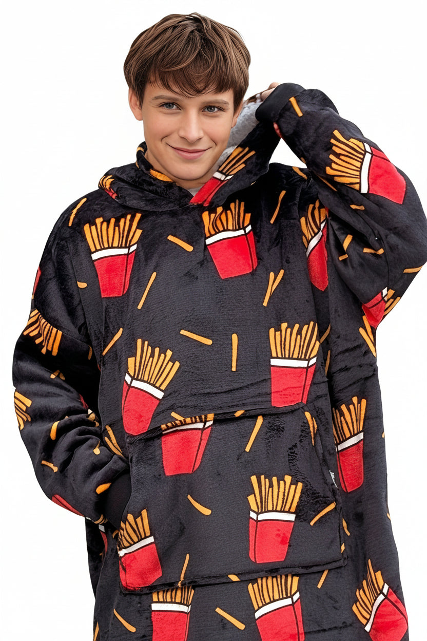 French Fries & Popcorn Wearable Blanket Hoodie