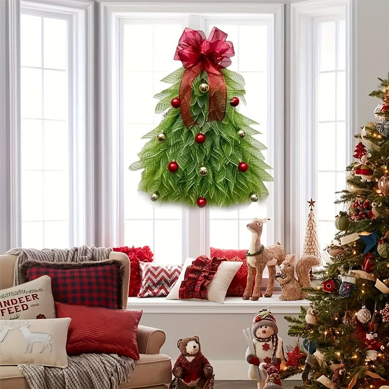 Christmas Wreath with Red Ribbon & Golden Balls