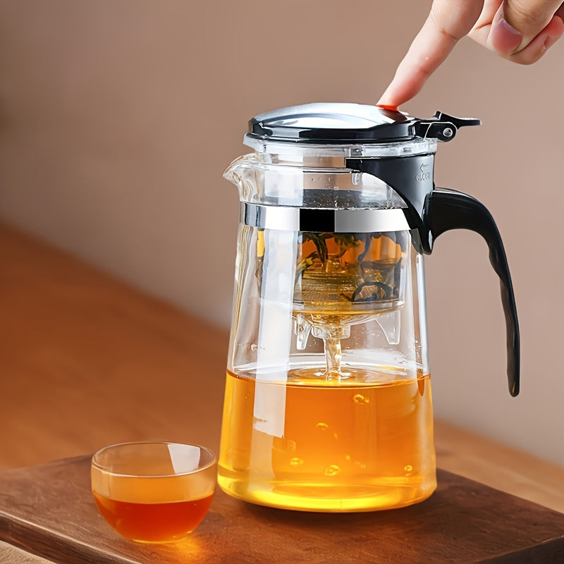 Easy-Press Glass Tea Infuser One-Touch Brewing