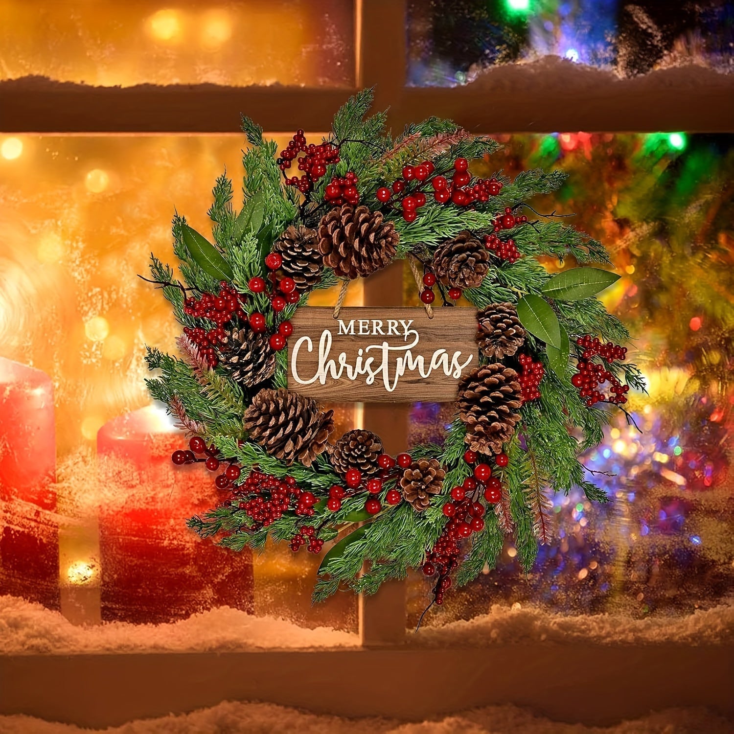 Christmas Wreath with Pinecones & Berries