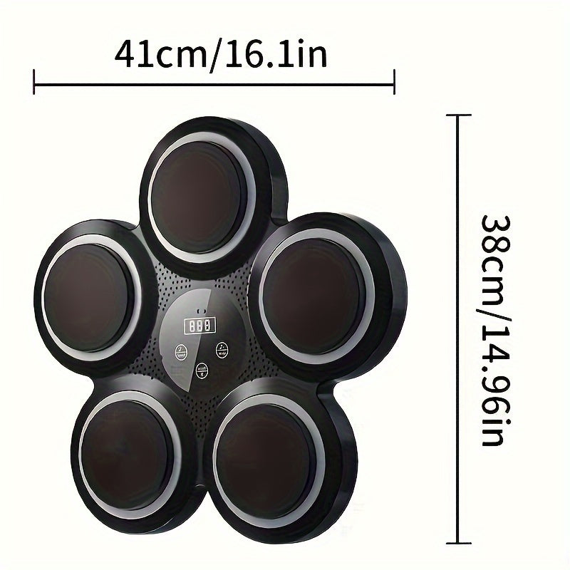 Wall-Mounted Electronic Boxing Training Pad With Dynamic Rhythms(Black)