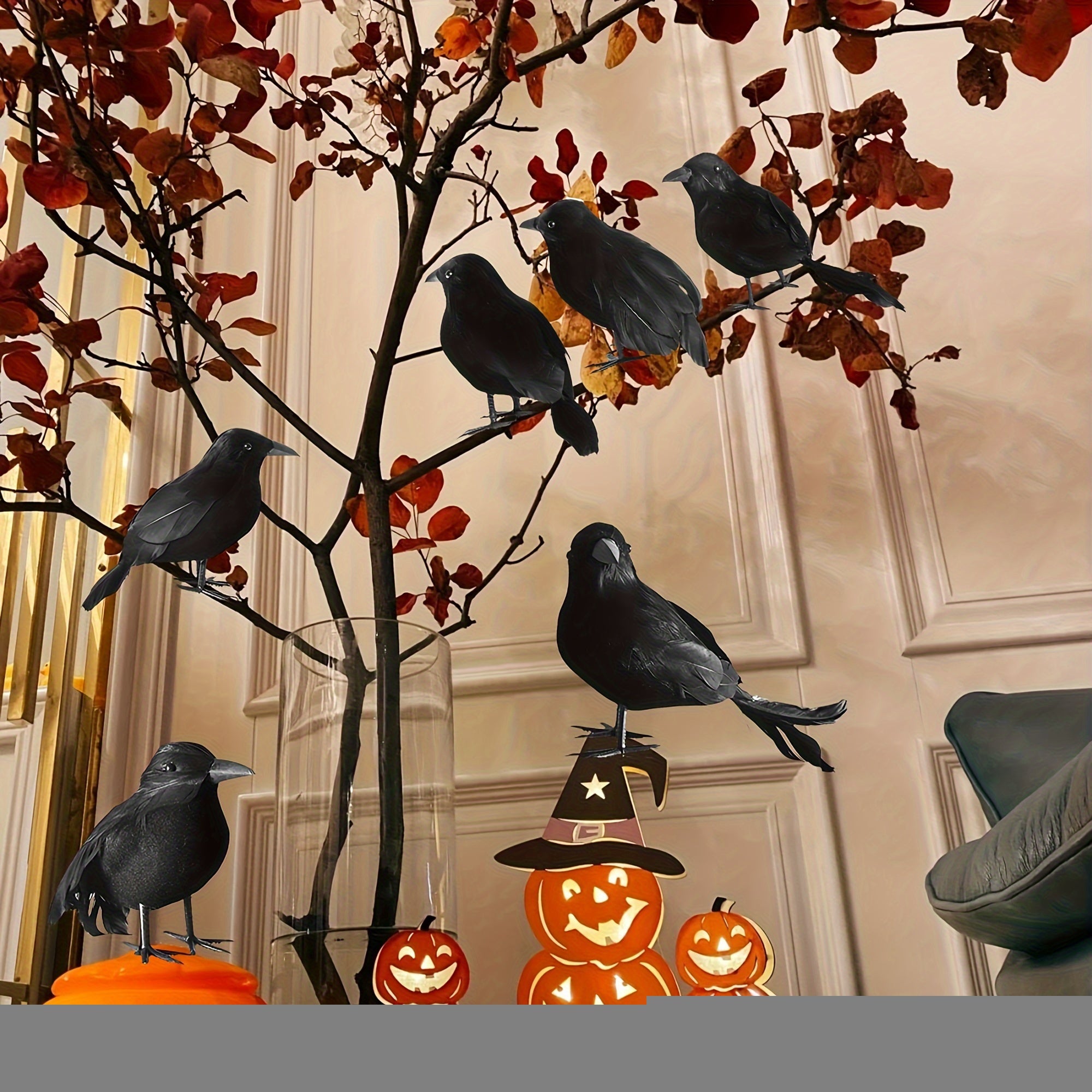 Crow Halloween Decorations Vintage Garden (6-Pack)