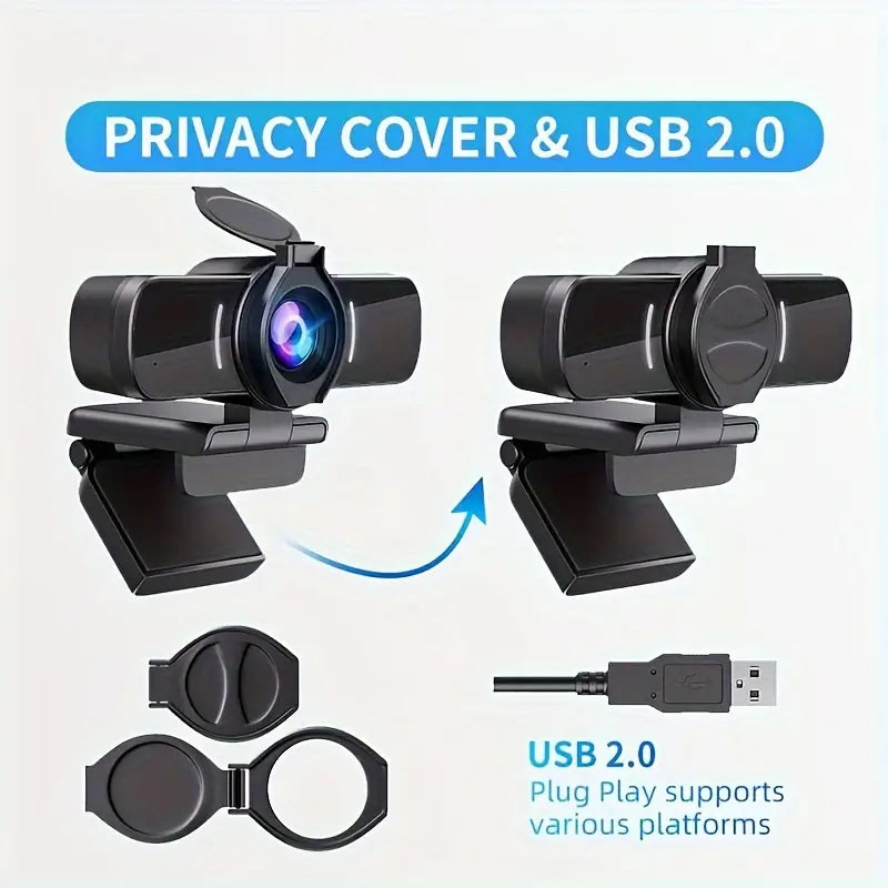 1080P HD Webcam with Microphone - Clear Video & Crystal Clear Audio