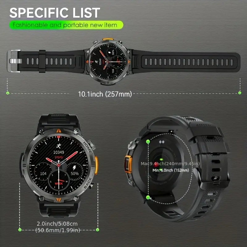Smart Watch with Flashlight:Wireless Activity Tracker - Black/Orange