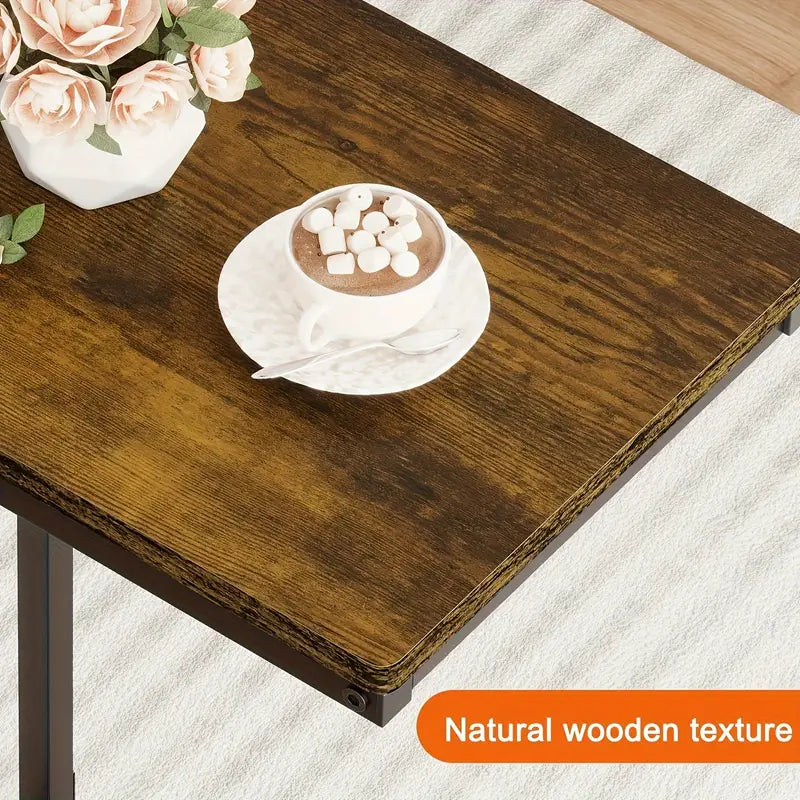 Contemporary C-Shaped Side Table in Rural Brown - Versatile and Stylish