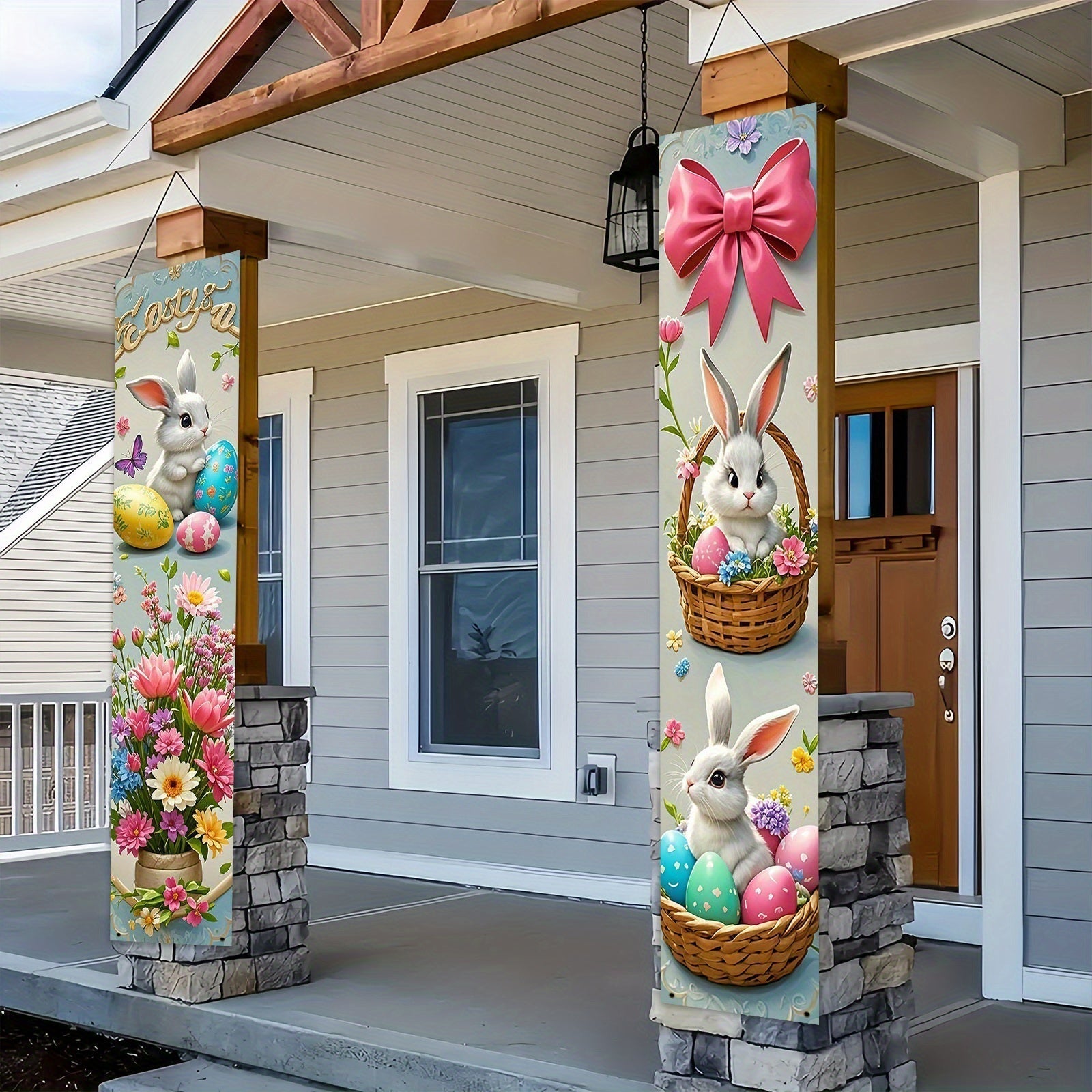 Easter Bunny Floral Door Banners 30x180cm