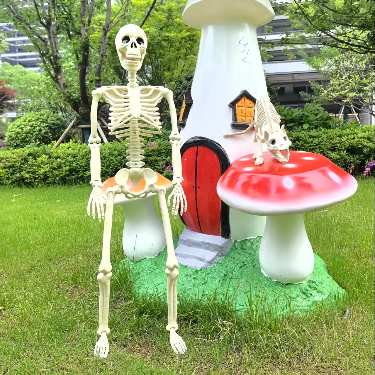 Halloween Skeleton & Cat Decoration Set (2pcs)