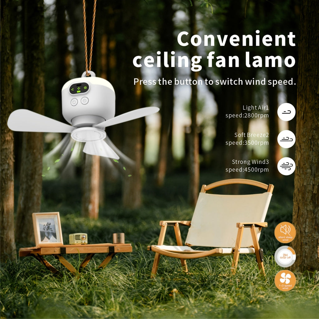 Portable USB Rechargeable Ceiling Fan with Night Light