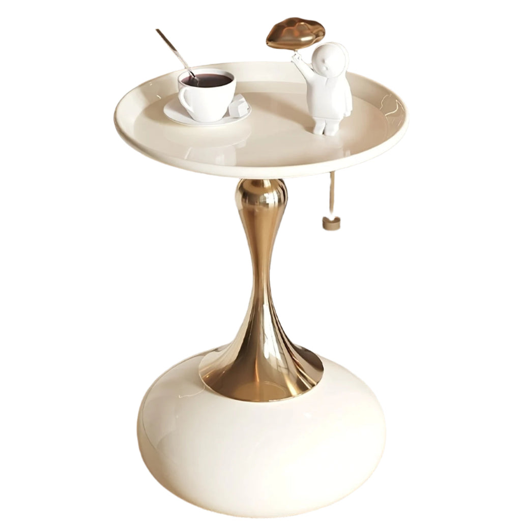 Round Side Table for Living Spaces (White)