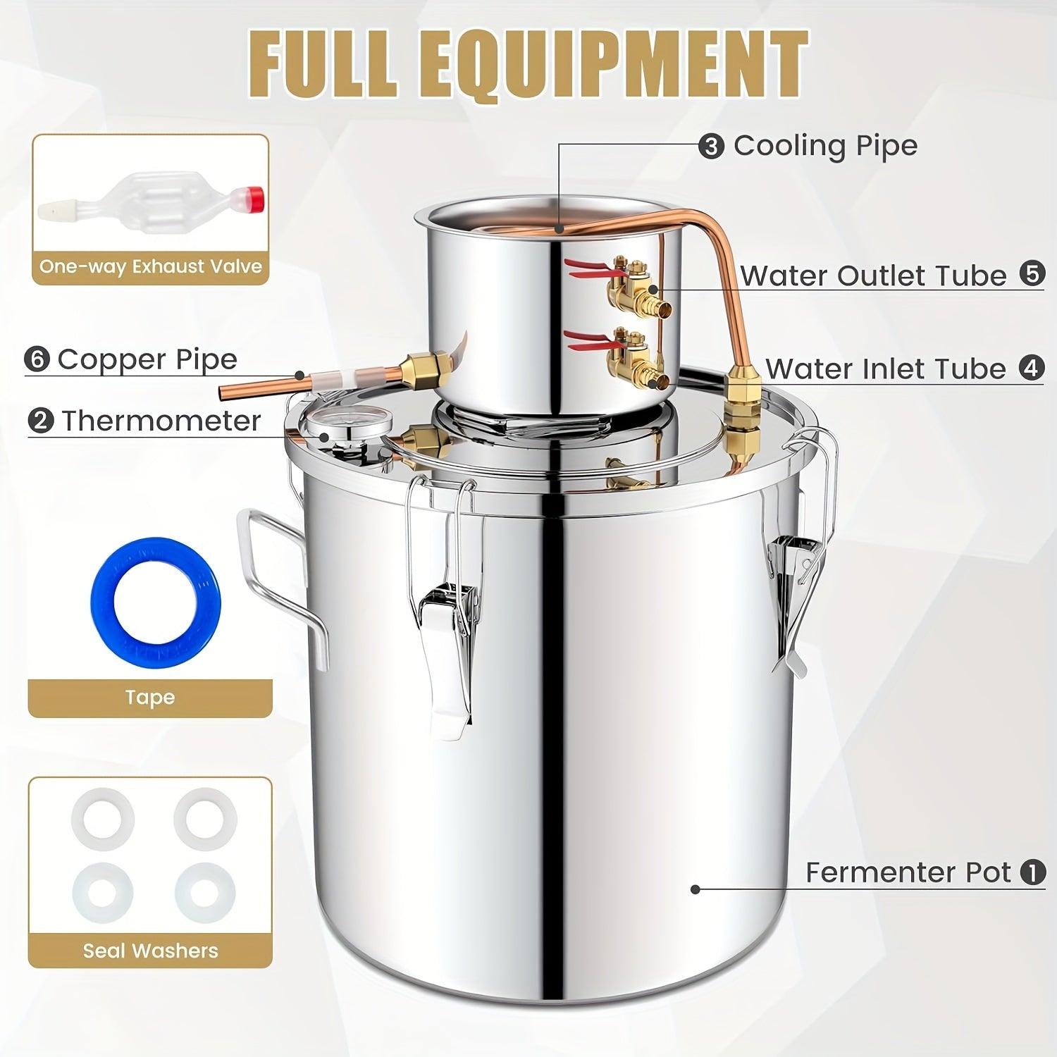 10L Copper Alcohol Still Stainless Steel Distiller