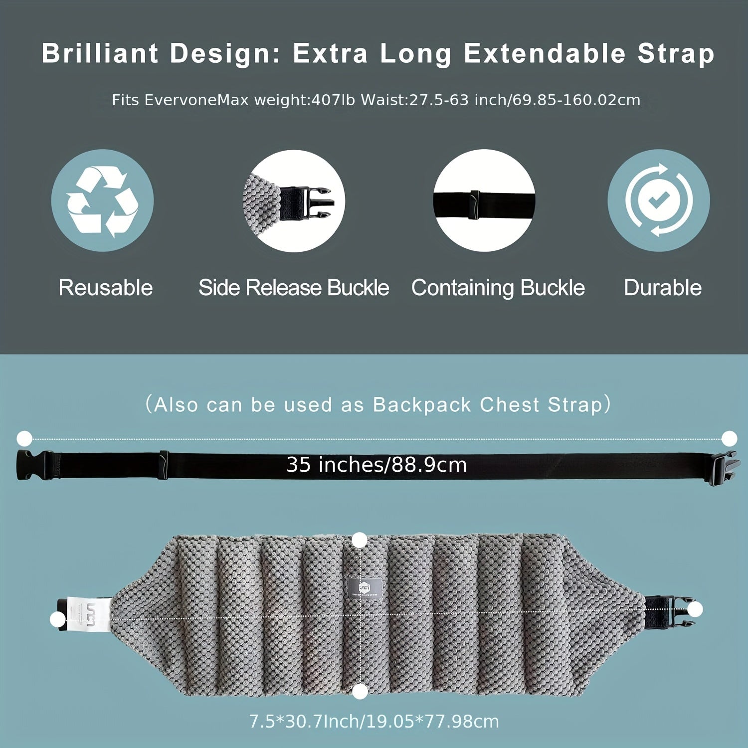 Microwavable Lower Back Heat Pack with Adjustable Strap
